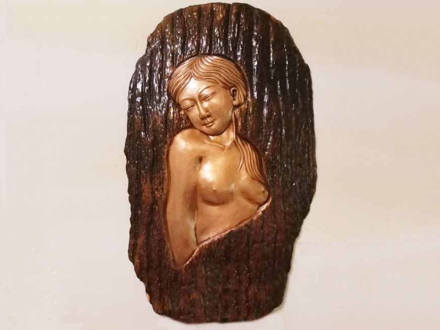 Donna nuda del metallo della scultura professionale di sollievo per la decorazione domestica della parete