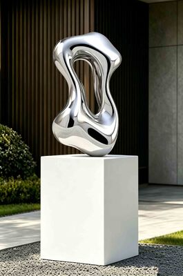 Scultura Astratta in Acciaio Inossidabile 316L a Specchio Lucidato Personalizzabile per Decorazione d'Interni Moderna
